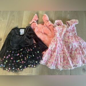 Set of Three Baby Dresses - Black, Pink, Floral